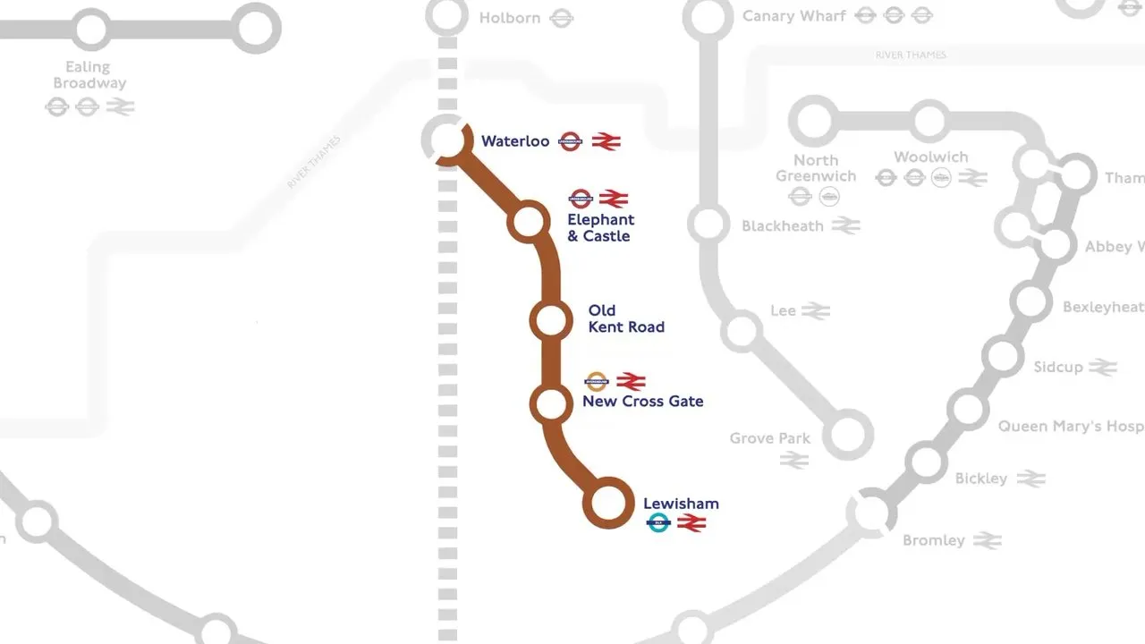 Map of the proposed Bakerloop Express Bus route