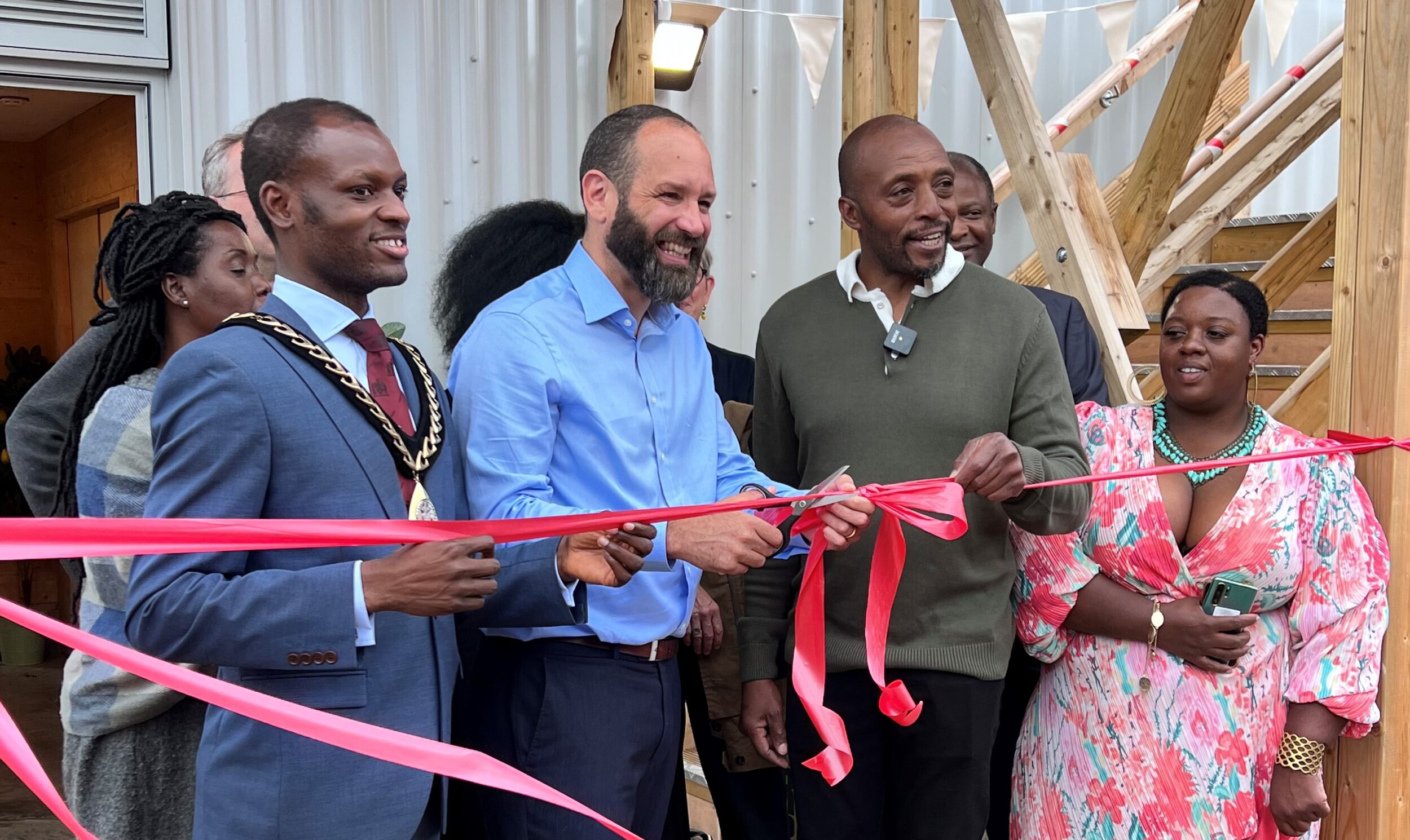 Official opening of the Livesey Exchange with Cllr Keiron Williams and Nicholas Okwulu