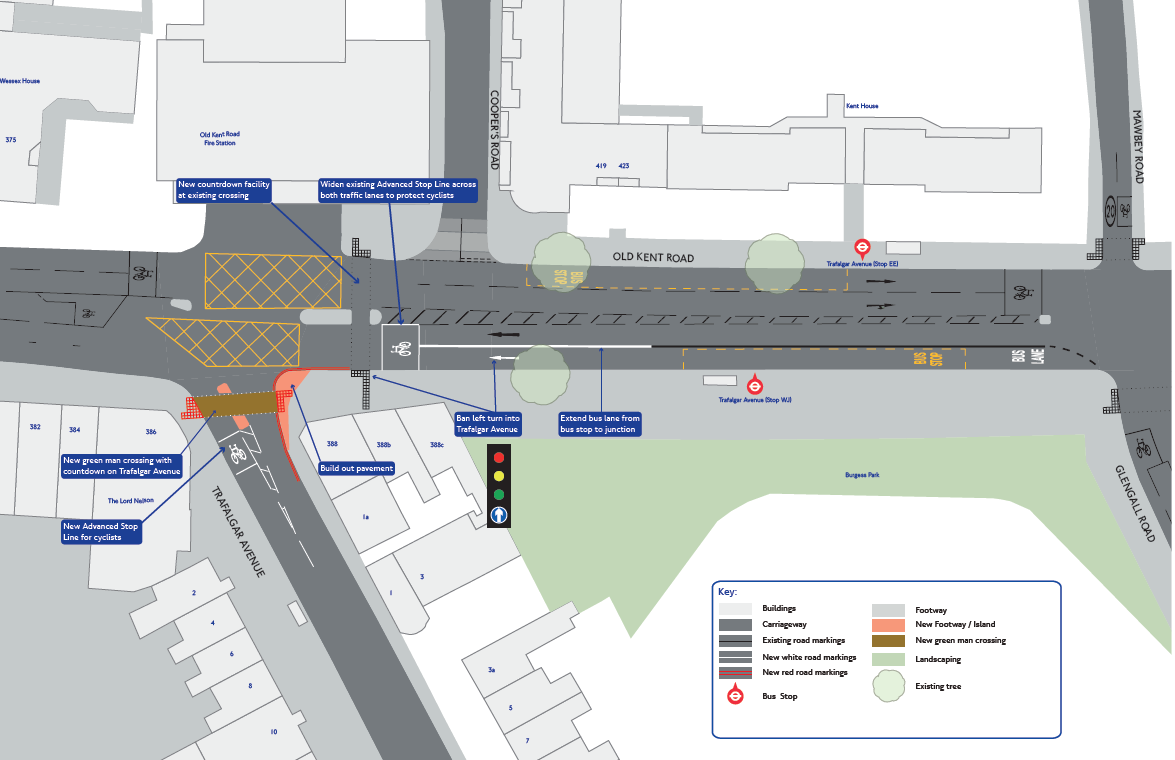 Proposed improvements Trafalgar Avenue junction